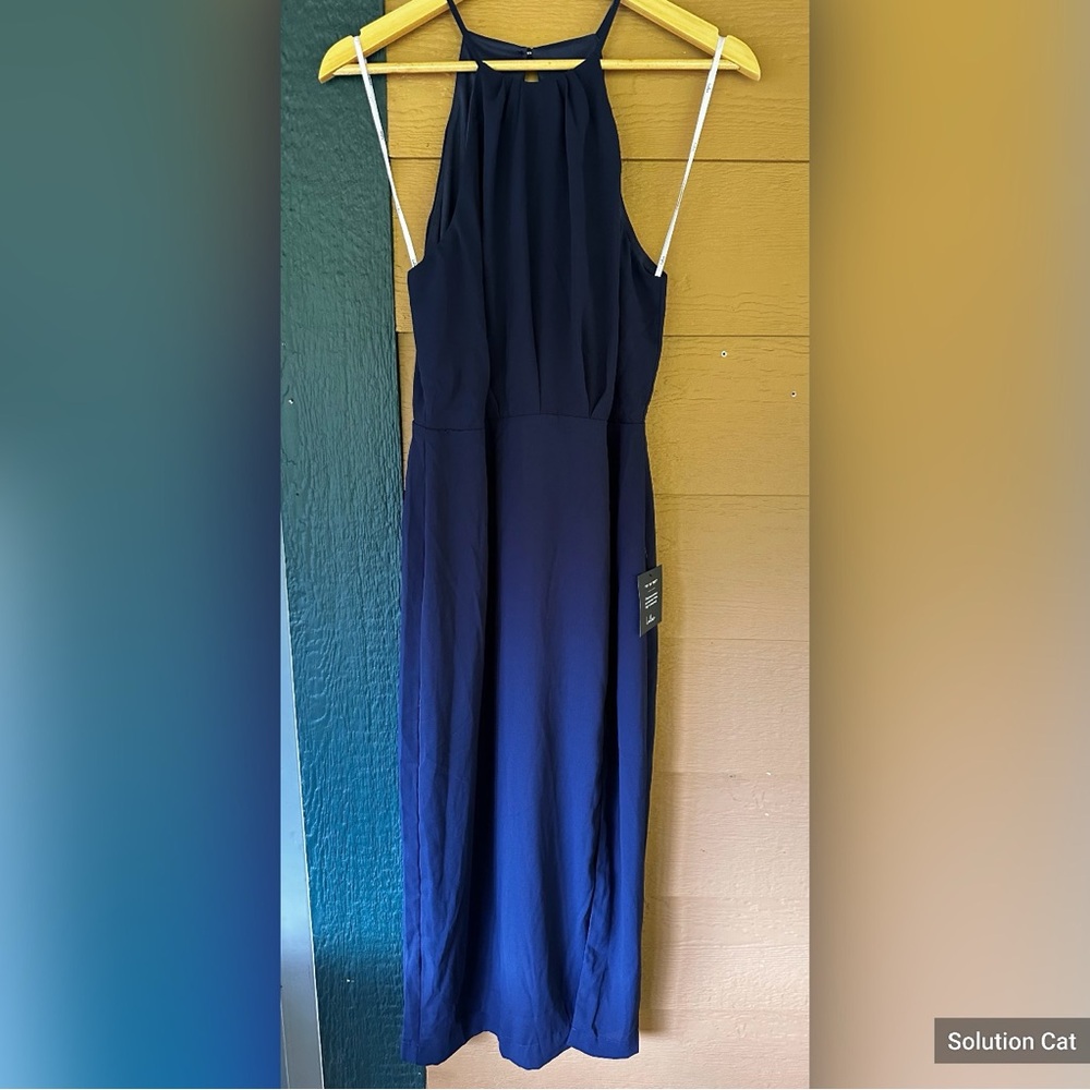 Lulu's Navy Blue Halter Maxi Dress